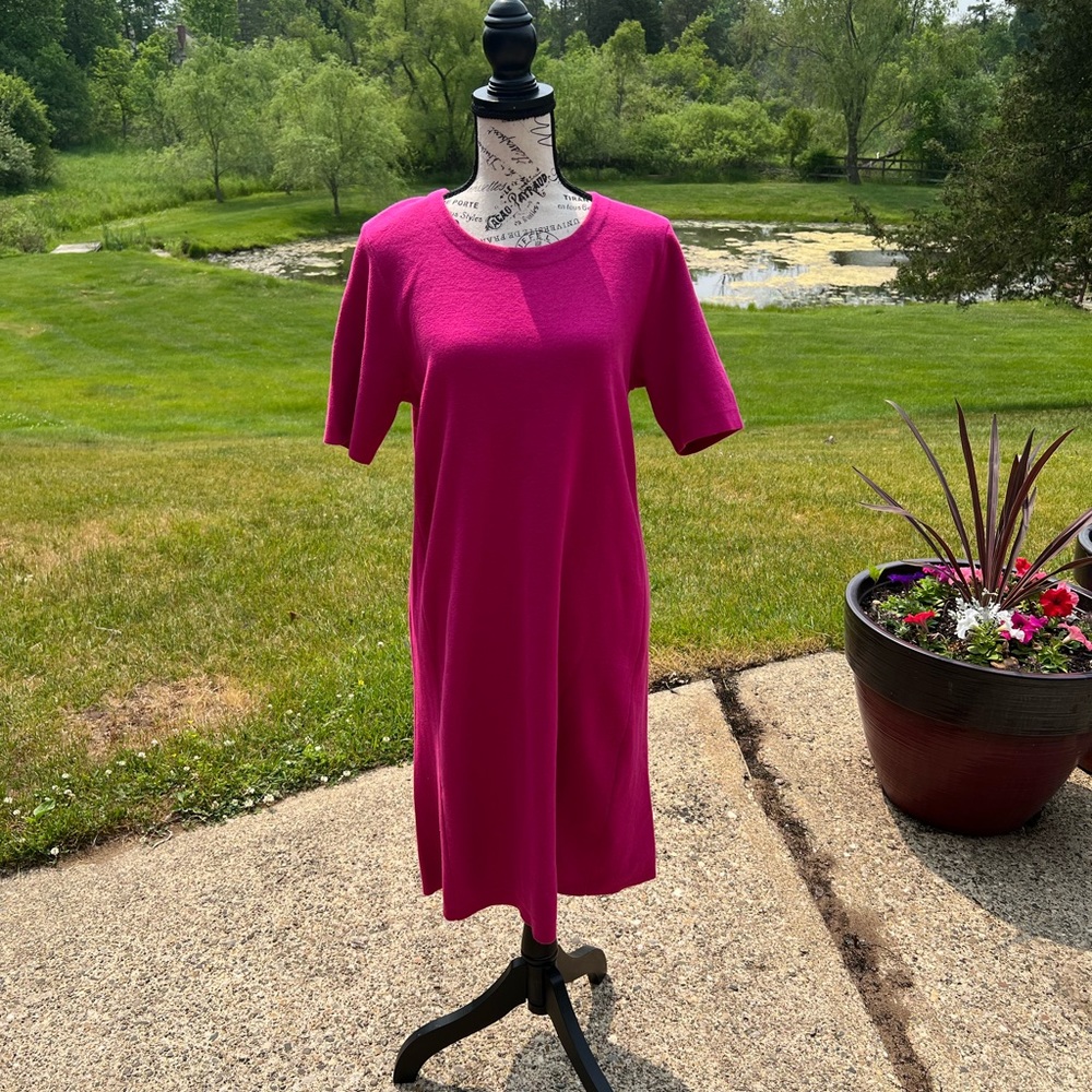 ANN TAYLOR sweater dress, hot pink, never worn!  It is a beautiful pink. Quality